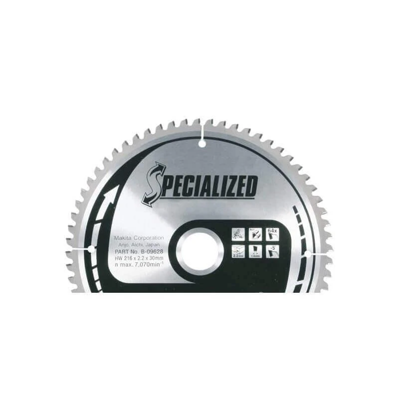 Makita T.C.T. pjūklas SPECIALIZED 235X2.3X30mm 18° T48 B-09519 T.C.T • 235 x30 mm • T48 • 18° • Medienai/Medienai su vinimis