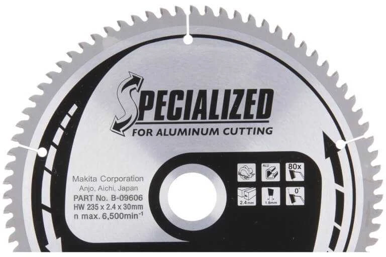 Makita T.C.T. pjūklas SPECIALIZED 235X2.4X30mm 0° T80 B-09606 T.C.T • 235 x30 mm • T80 • 0° • Aliuminiui