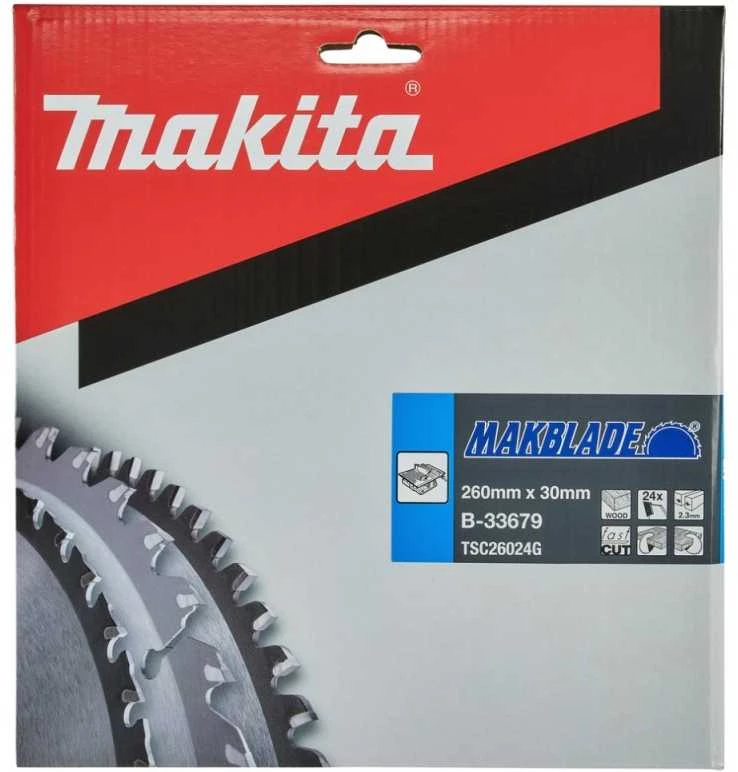 Makita B-21989 T.C.T. pjūklas 260X2.3X30mm 20° T24 MAKBLADE