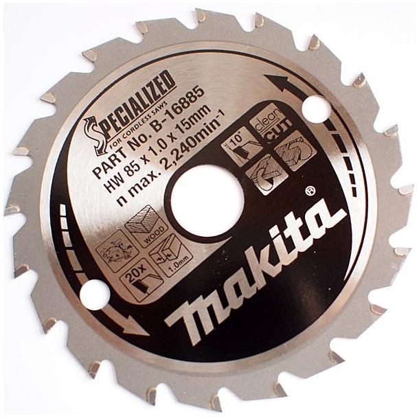 Makita T.C.T. pjūklas SPECIALIZED 85X1X15mm 10° T20 B-16885 T.C.T • 85 x15 mm • T20 • 10° • Medienai