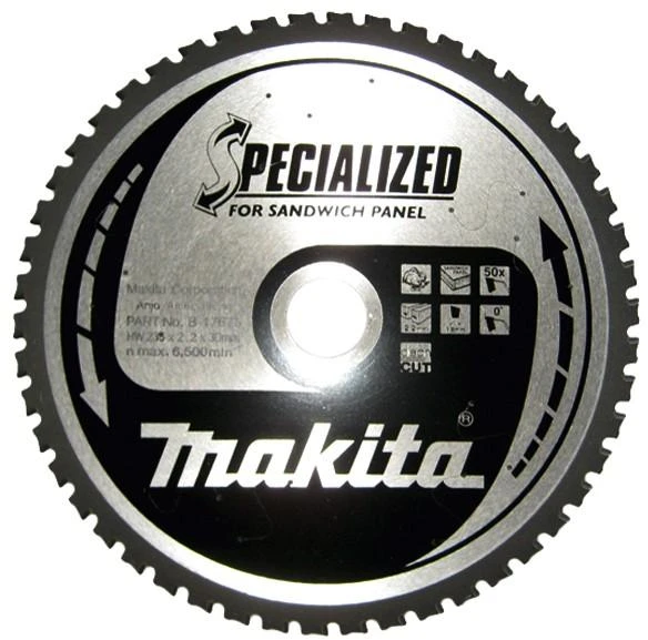 Makita T.C.T. pjūklas SPECIALIZED 235X2.2X30mm 0° T50 B-17675 T.C.T • 235 x30 mm • T50 • 0° • Daugiasluoknėms plokštėms