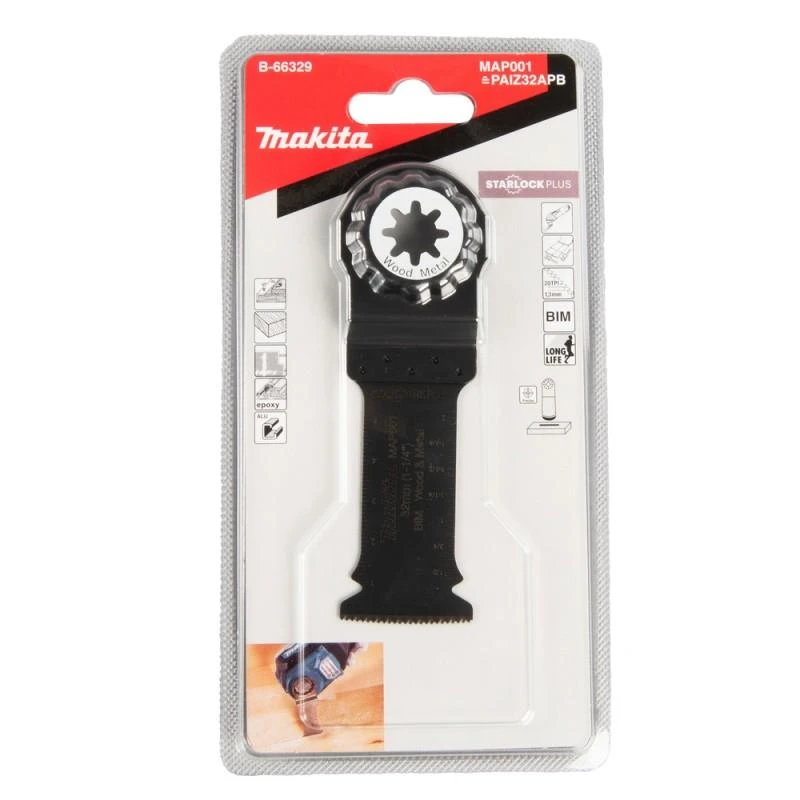 Makita Įgilinamieji pjovimo diskai 32mm B-66329 Starlock Plus • 20 TPI • BiM • MAP001 • medžiui, metalui