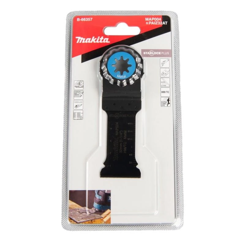 Makita DAUGIAUSIAS ĮRANKIS ĮGLIAMUOJU PJŪKLUO DISKAS 32 mm B-66357 Starlock Plus • 23 TPI • TC / HM • MAP004 • Metalui