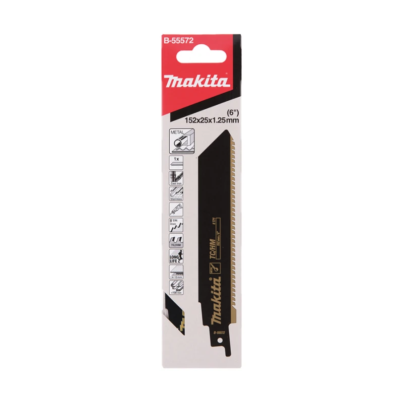 Makita Tiesinio pjūklo pjūklelis TC/HM 152x1,25mm (8tpi), 1Vnt., Metalui B-55572
