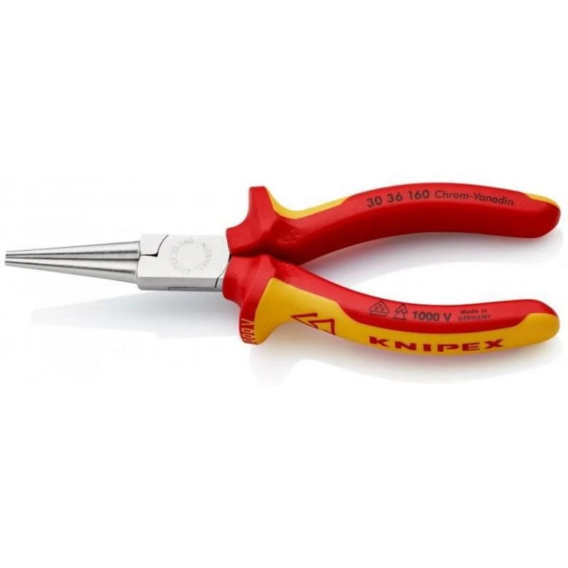 Replės elektrikams ilgais užapvalintais galais 160mm 30 36 160 KNIPEX