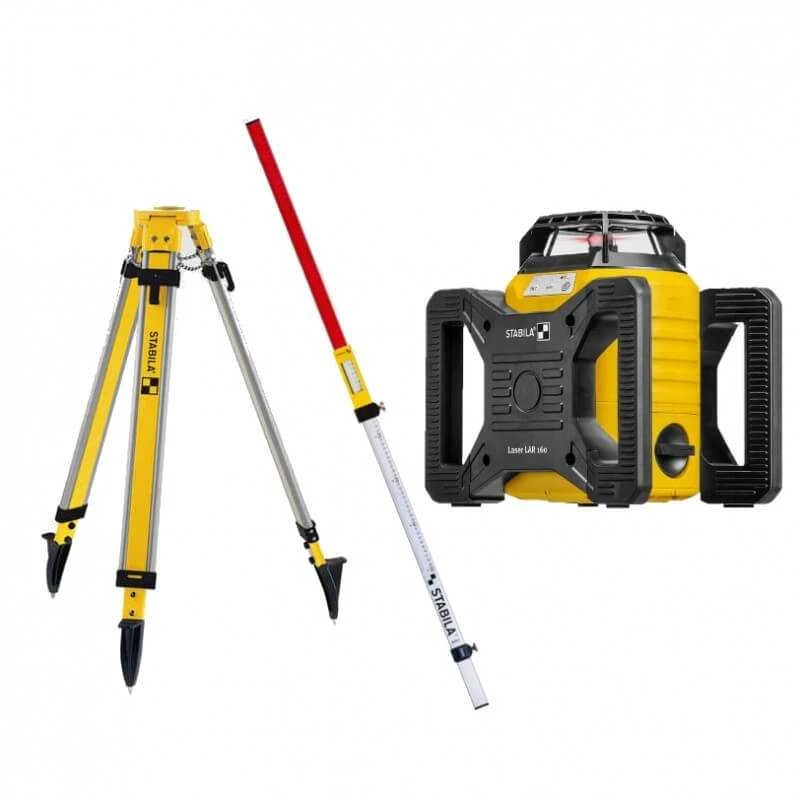 Lazerinis rotacinis nivelyras LAR 160 + trikojis + liniuotė, raudonas, Stabila