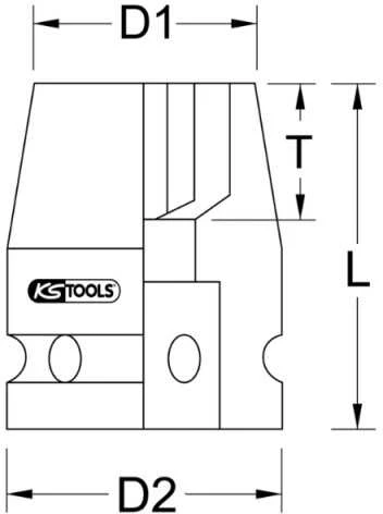 Šešiakampis perkusija galinė galvutė 1",short 55mm, KS Tools