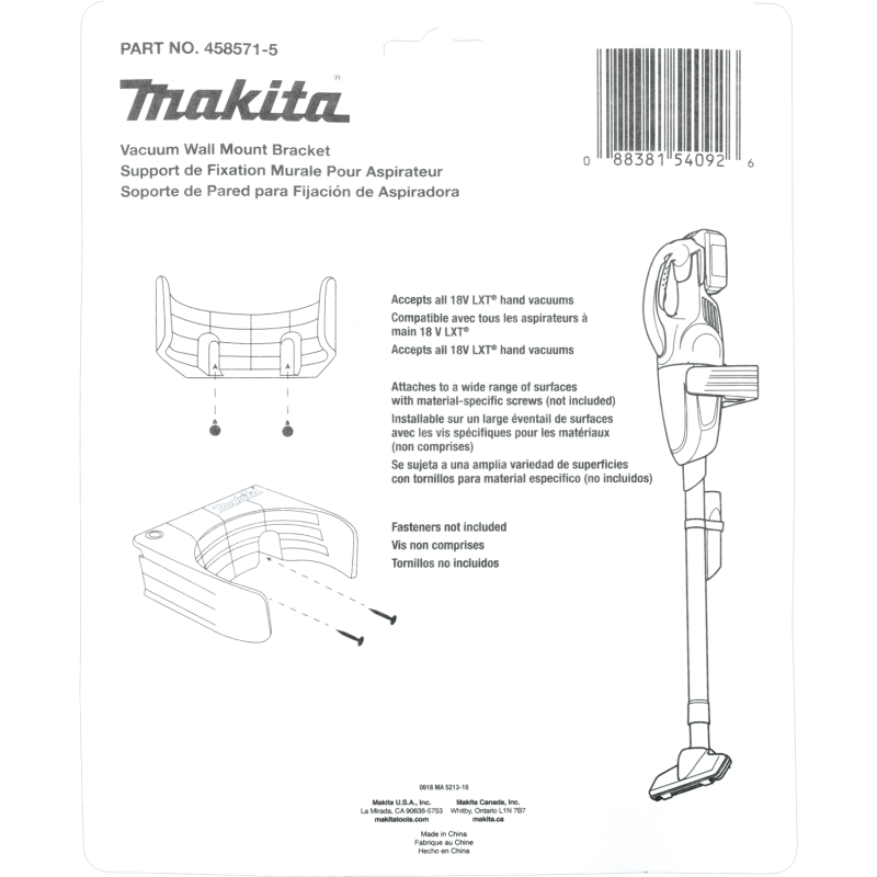Makita 458571-5 WALL ATTACHMENT, DCL180, DCL182