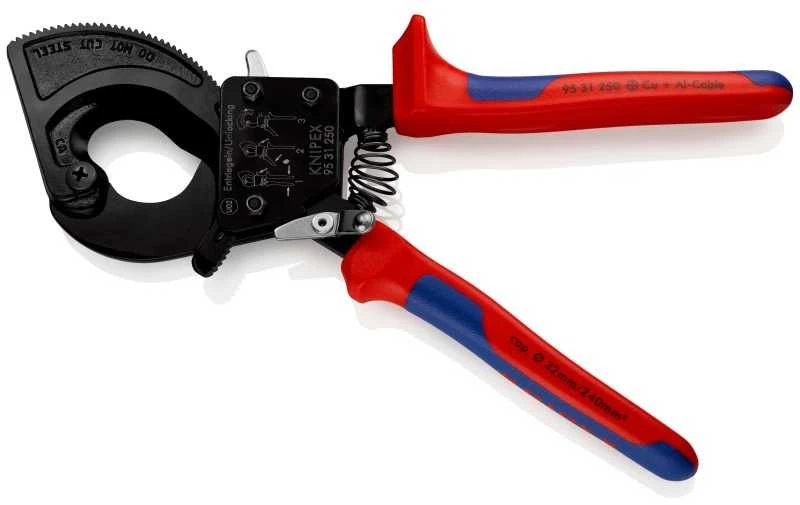 Kabelių kirpimo terkšlinės žirklės Ø32mm/240mm², Knipex