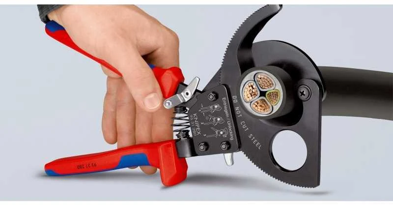 Kabelių kirpimo terkšlinės žirklės Ø32mm/240mm², Knipex