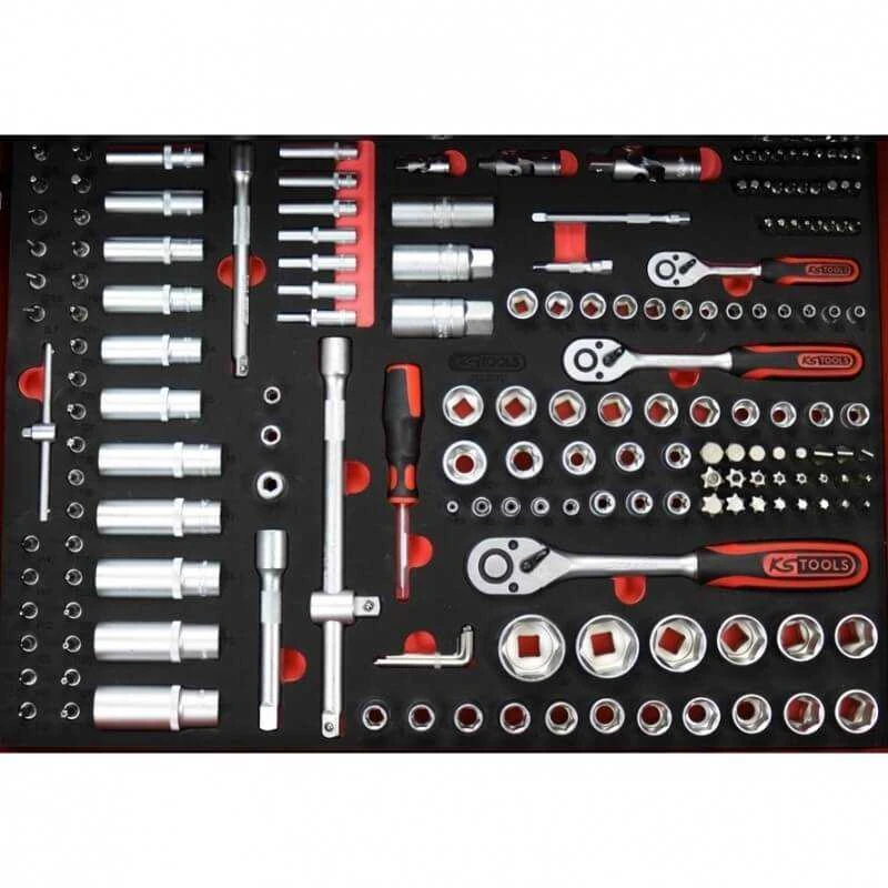 215 dalių įrankių vežimėlis KS TOOLS RACINGline, 7 stalčiai