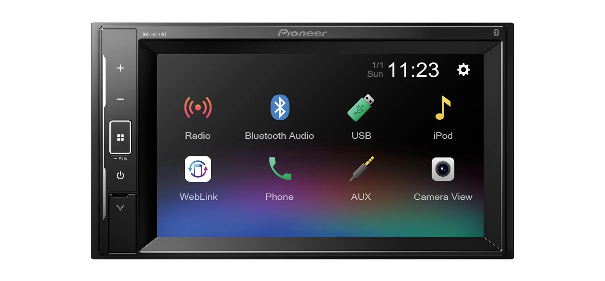 Pioneer DMH-A241BT automagnetolos meniu ekranas