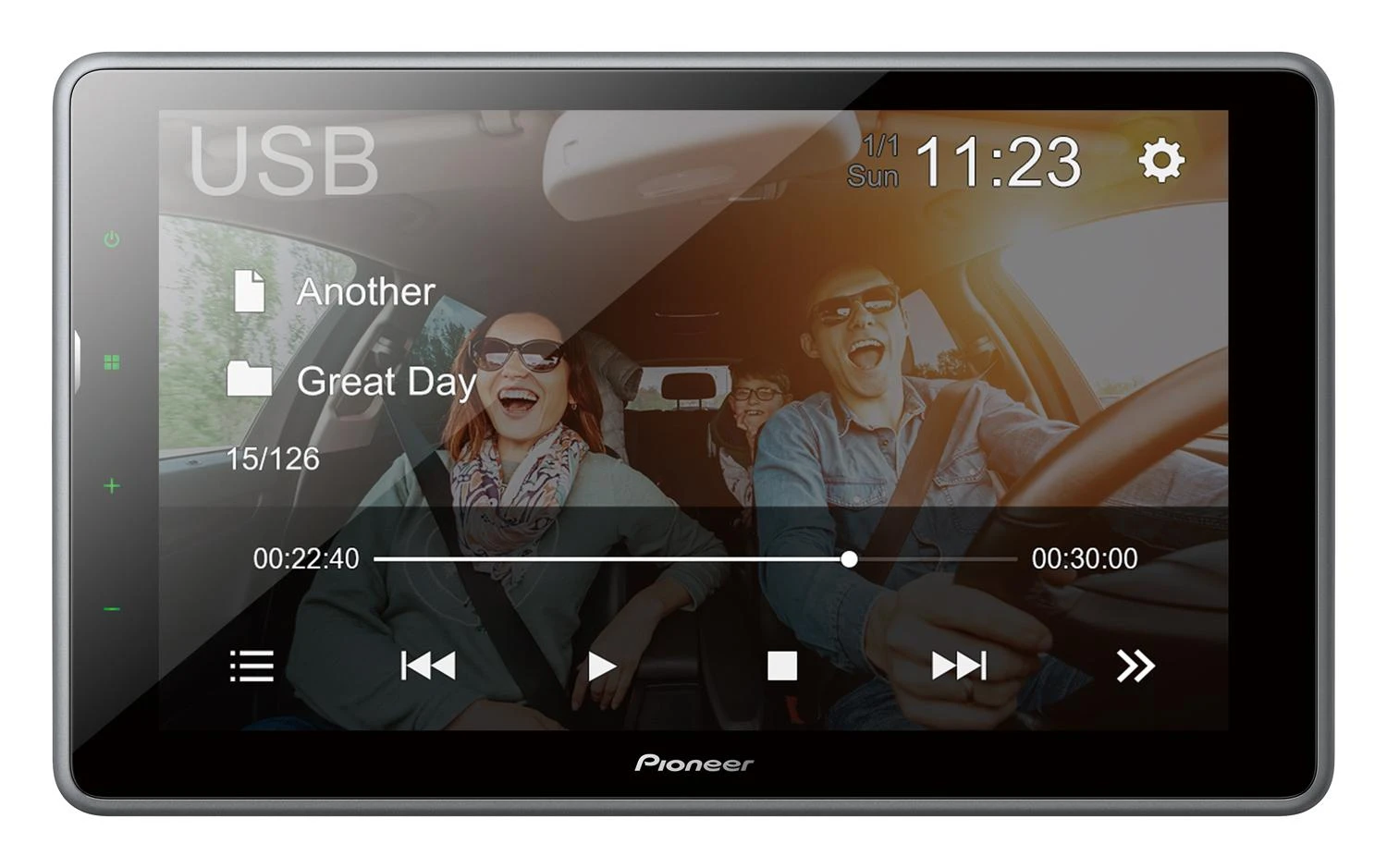 Pioneer DMH-AF555BT su lietimui jautriu meniu ekranu