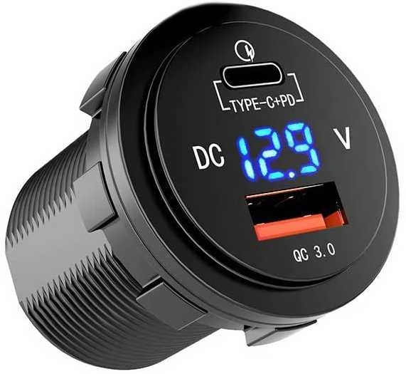 FOUR Connect 4-600162 waterprof USB-charger with voltage display