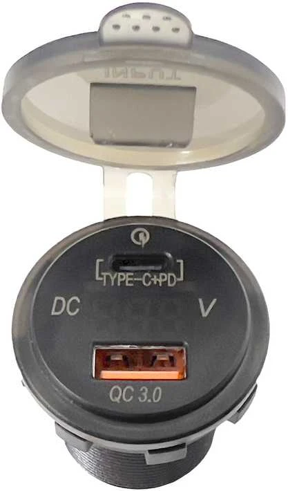 FOUR Connect 4-600162 waterprof USB-charger with voltage display