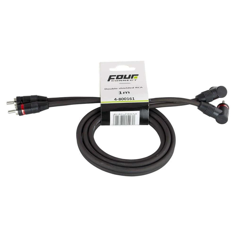 RCA 1m audio kabelis su kampinėmis jungtimis