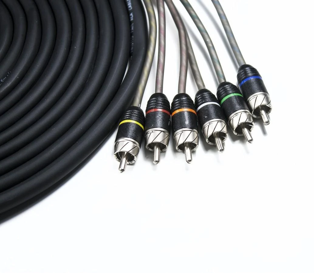 Šešių kanalų RCA laidas su spalvota žymėjimo sistema
