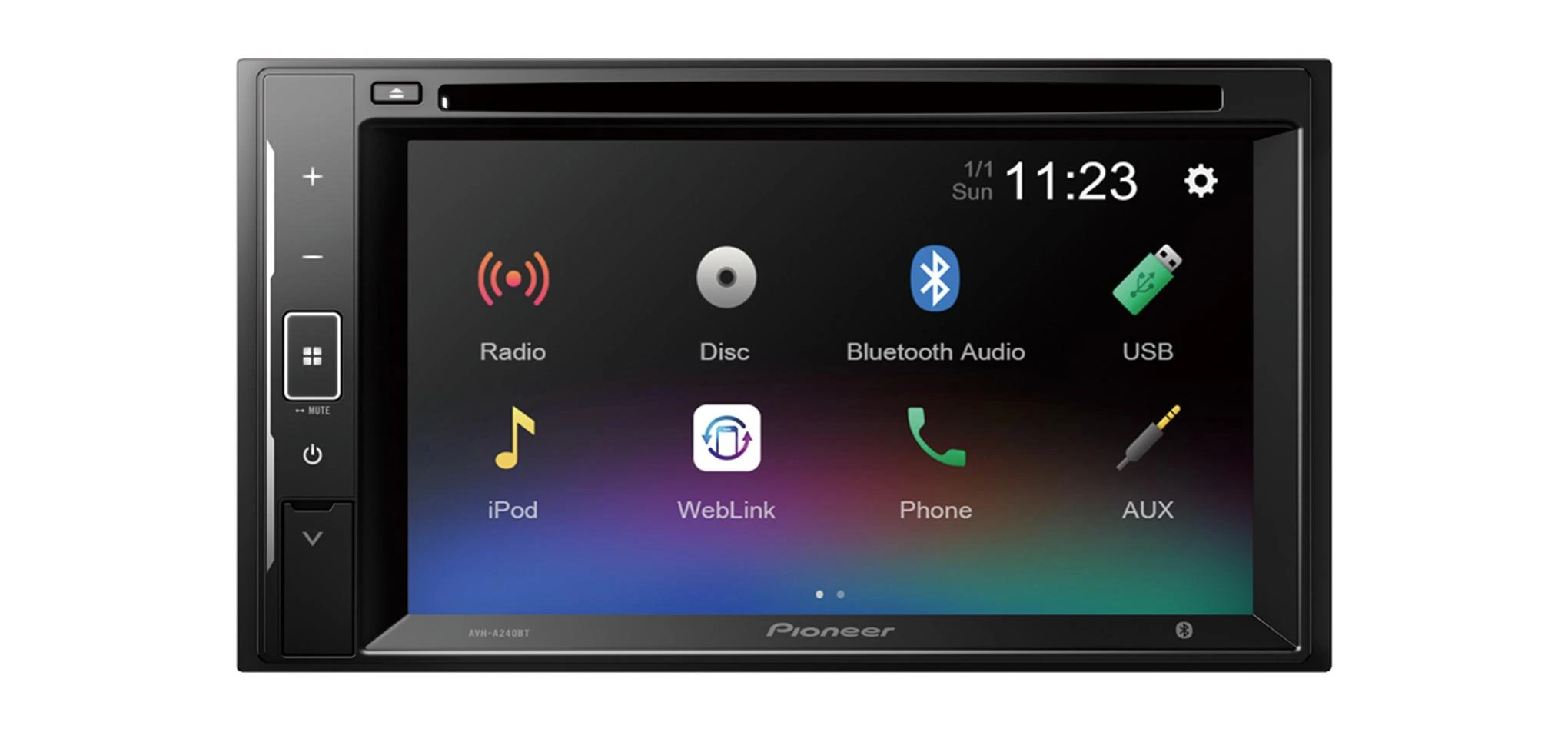 Pioneer AVH-A240BT su liečiamu ekranu