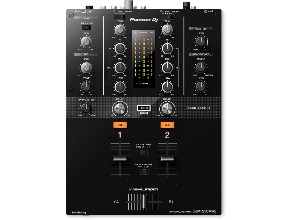 DJ mikserinis pultas Pioneer DJM-250MK2, Juodos spalvos