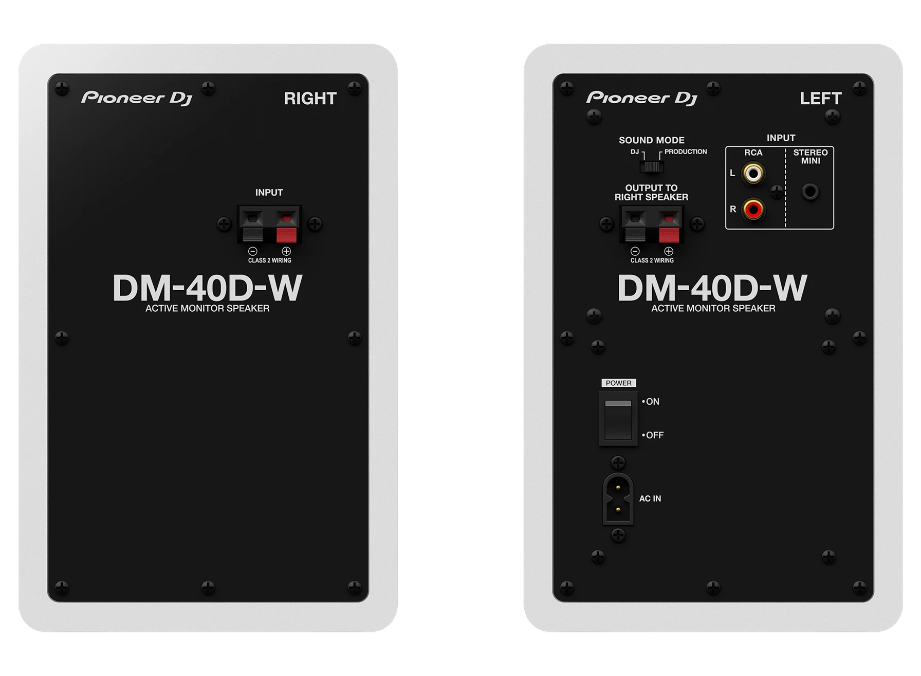 Pioneer DJ - DM-40D kolonėlės, Baltos spalvos, 2 vnt.