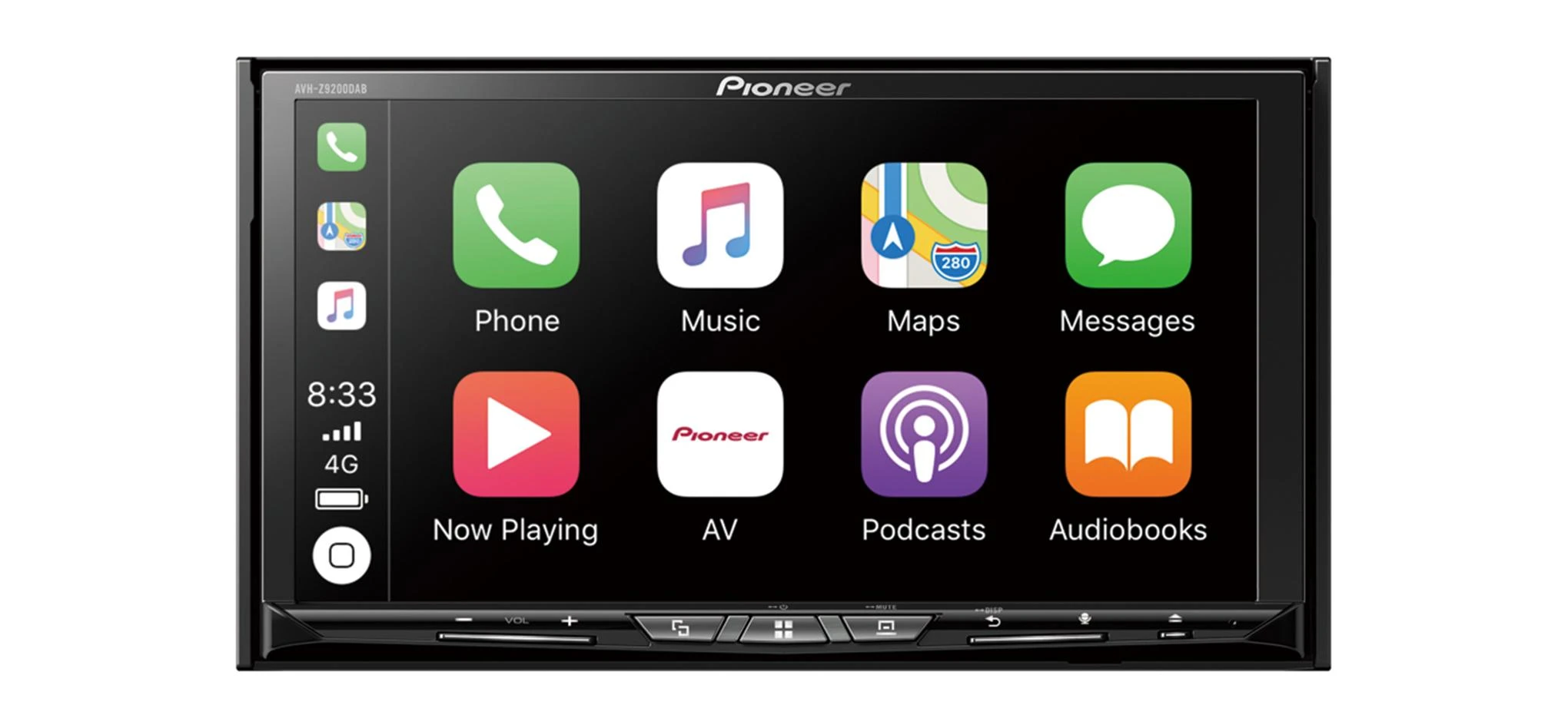 Pioneer AVH-Z9200DAB su CarPlay meniu