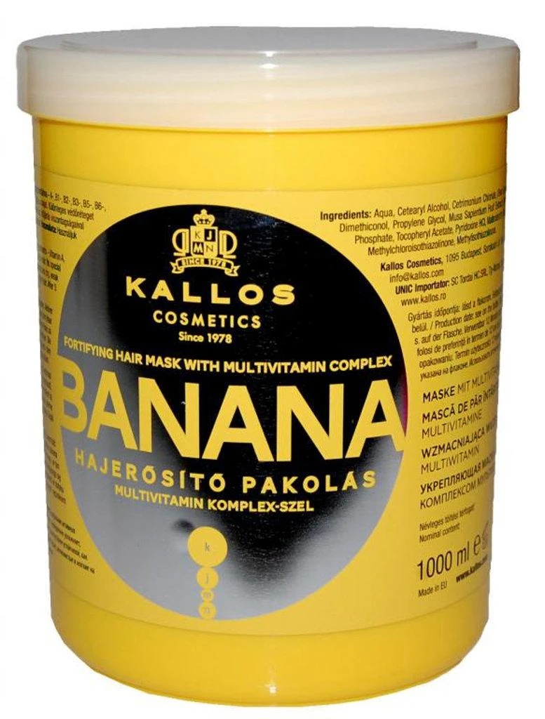 Drėkinanti kaukė plaukams su vitaminų kompleksu Kallos BANANA Fotifying Hair Mask 1000 ml