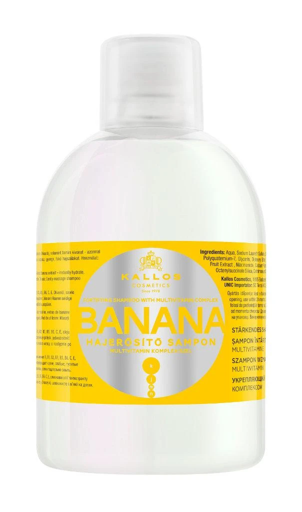 Stiprinamasis šampūnas gyvybę praradusiems plaukams Kallos Banana 1000ml
