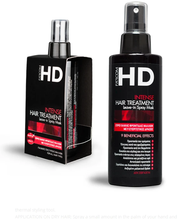 Intensyvi, purškiama nenuplaunama plaukų kaukė Farcom HD Keratin Leave-in Purškiklis Mask 150ml