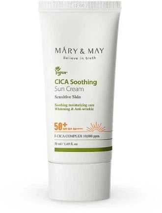 Mary & May CICA Soothing Sun Kreminis SPF50+ PA++++ raminantis apsauginis veido kremas nuo saulės, 50 ml