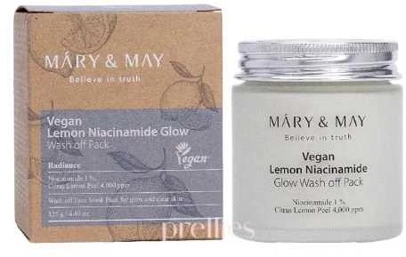 Mary&May Mary Amp May MARY - MAY Šviesinanti veido kaukė Lemon Niacinamide Glow Wash off Pack 125 g