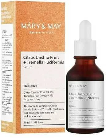 Mary&May Mary & May Citrus Unshiu + Tremella Fuciformis Serum šviesinantis veido serumas, 30 ml