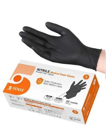 Nitrilinės pirštinės be pudros juodos Selefa Nitrile Medical Exam Gloves Powder-Free Juodas S 200vnt