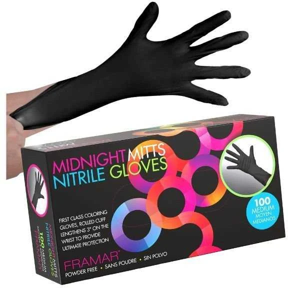 Nitrilinės pirštinės be pudros, juodos Framar Midnight Mitts Nitrile Gloves M 100vnt