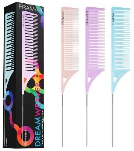 Plaukų šukų rinkinys Framar Dreamweaver Combs Pastel 3 vnt