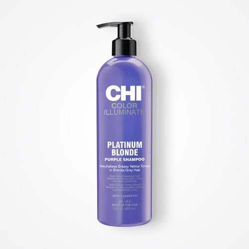 Šampūnas atkuriantis dažytų plaukų spalvą CHI Ionic Color Illuminate Platinum Skirtas šviesiems plaukams Šampūnas 355ml