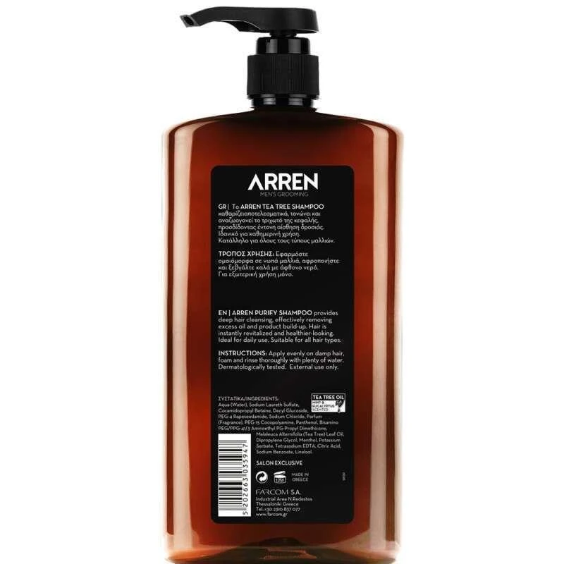 Šampūnas su arbatmedžiu vyrams Farcom Professional ARREN Men's Grooming Tea Tree Šampūnas 1000ml
