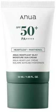 Anua Heartleaf Silky Moisture Sun Cream SPF50+ PA++++ Apsauginis kremas nuo saulės, 50 ml