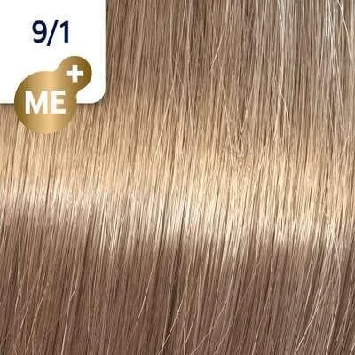Wella Koleston 9/1 šviesiai pelenų blondinė atspalvio pavyzdys