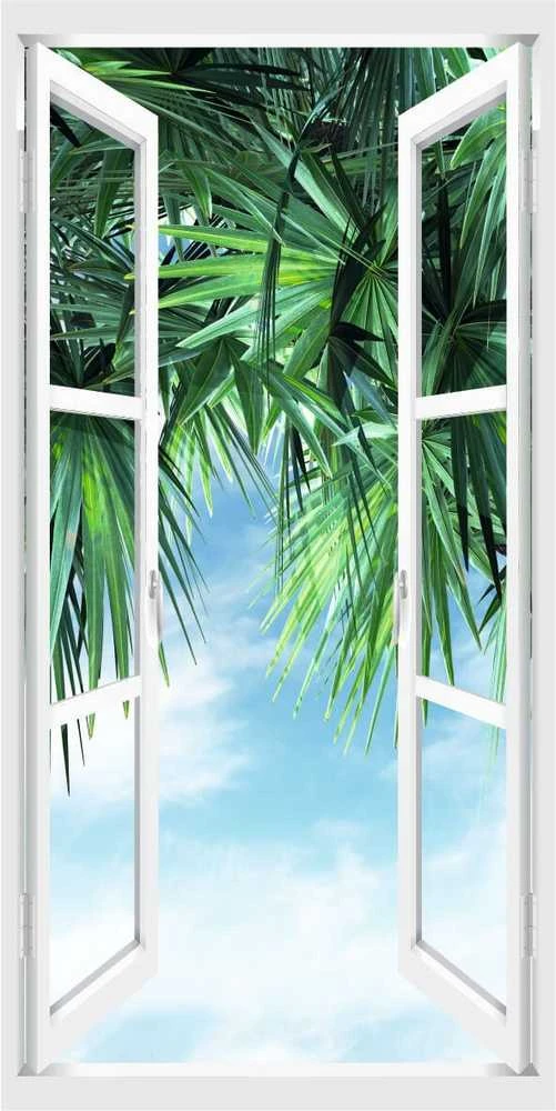 3D lipdukas Langas. Palmės. Vertikalus.
