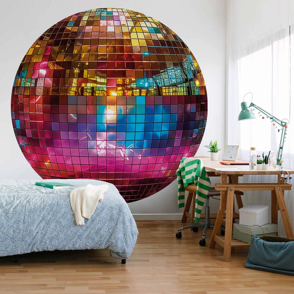 Apvalūs fototapetai - Auksinis disko rutulys