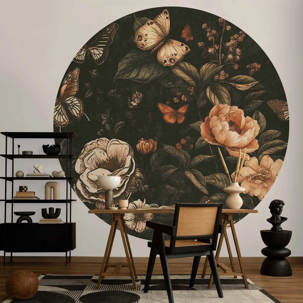 Apvalūs fototapetai - Kaimiško sodo žiedai