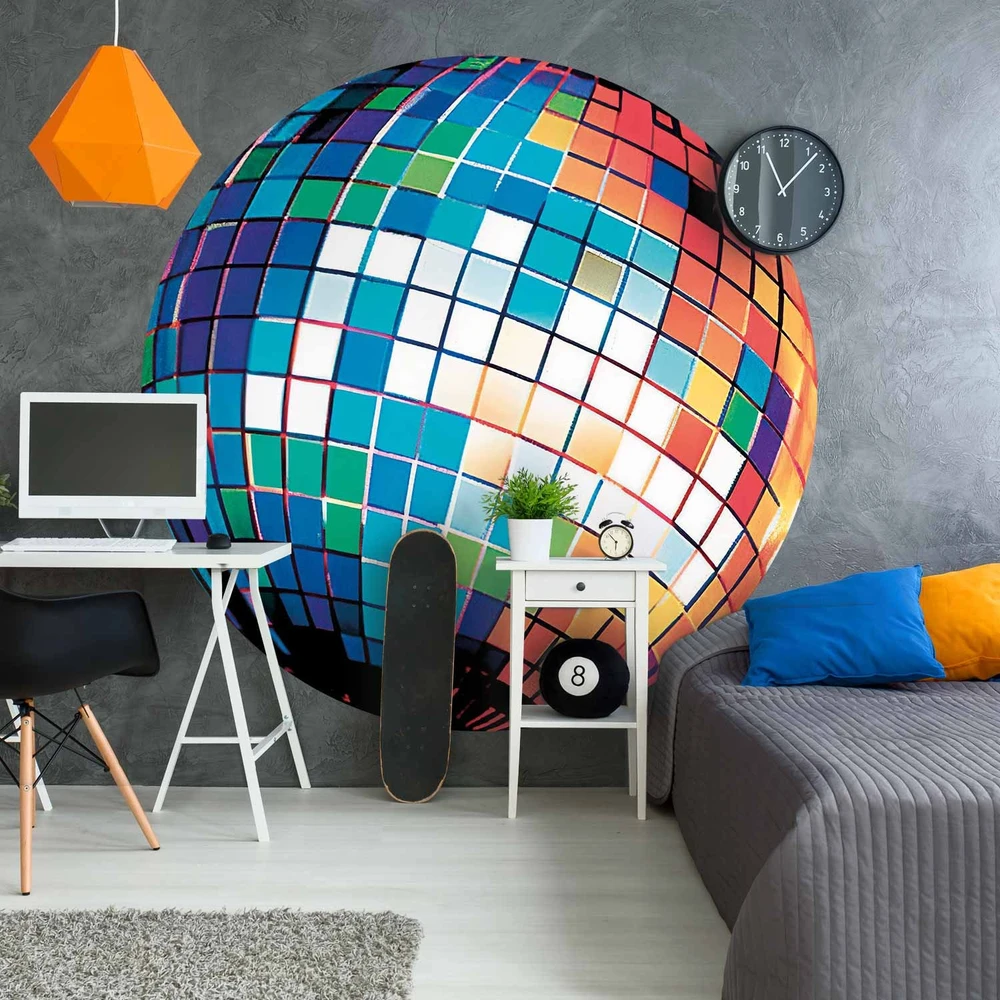 Apvalūs fototapetai - Mėlynas disko rutulys
