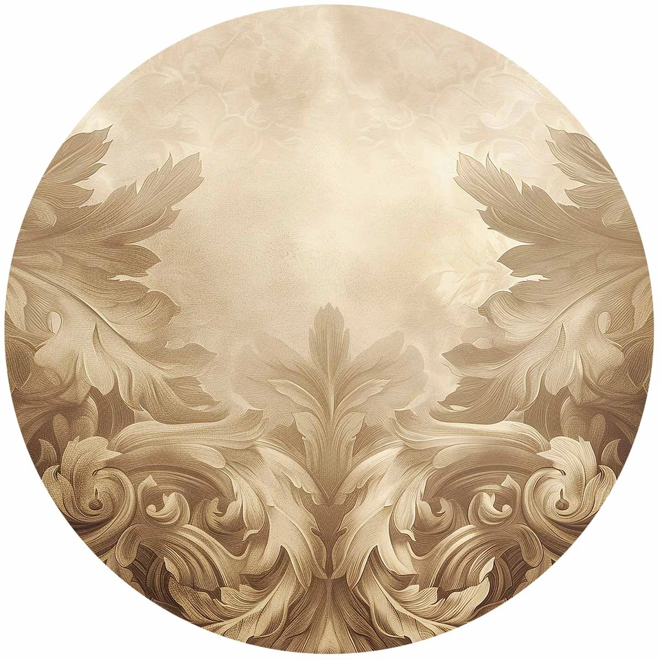 Apvalūs fototapetai - Raižyti ornamentai sepijos tonais