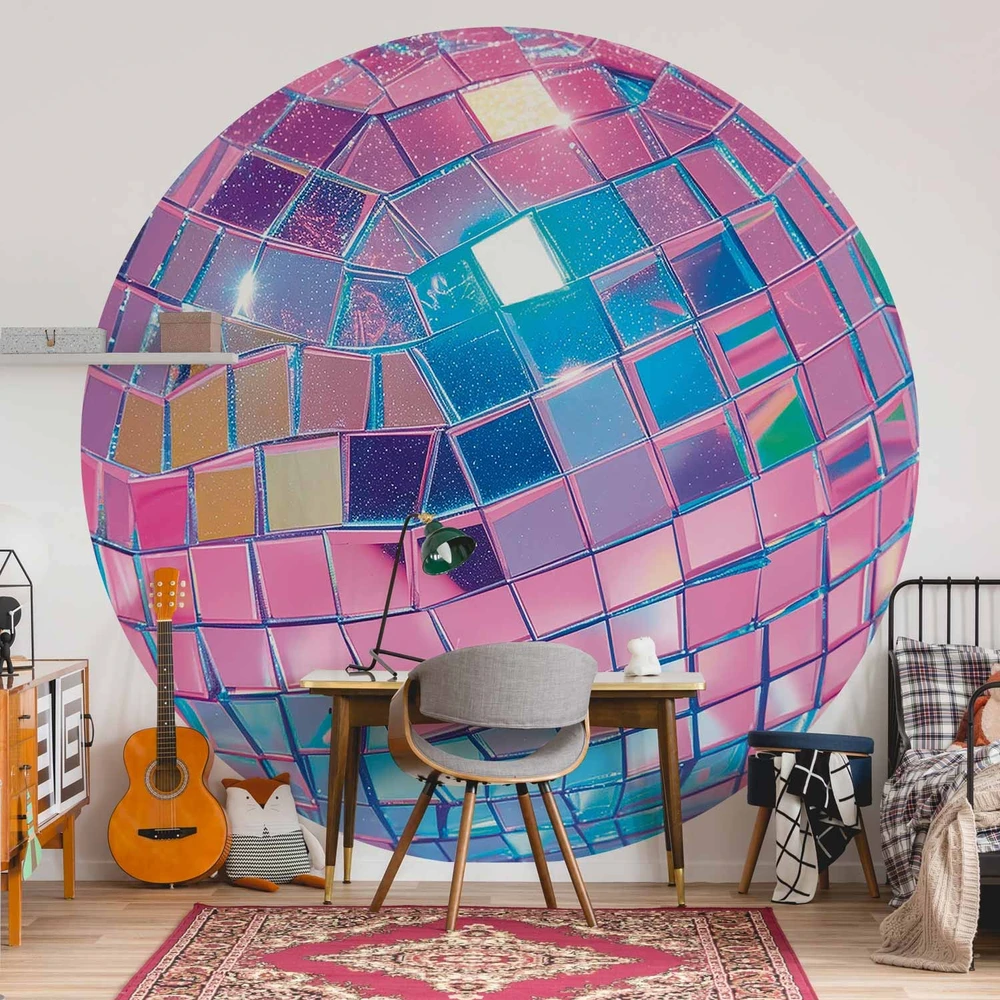 Apvalūs fototapetai - Rožinis disko rutulys