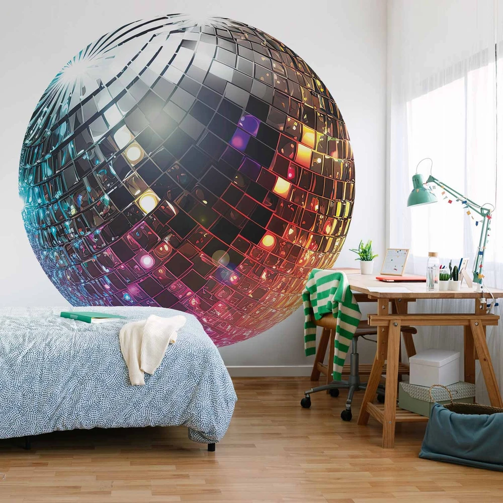 Apvalūs fototapetai - Sidabrinis disko rutulys