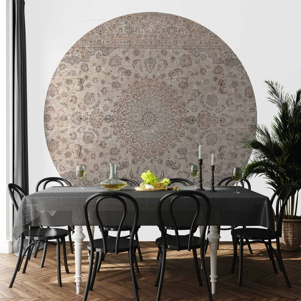 Apvalūs fototapetai - Smėlio spalvos persiškas kilimas