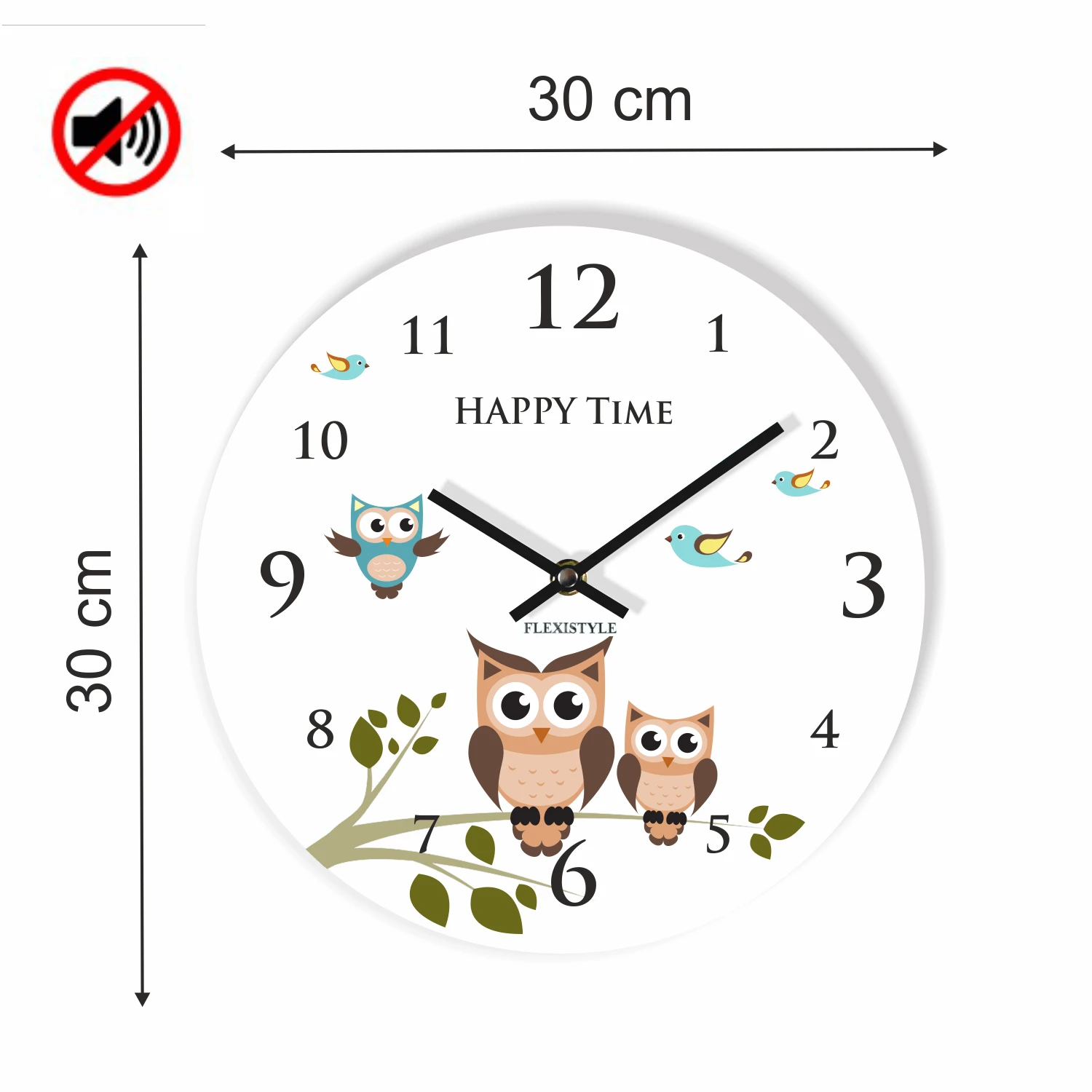 Sieninis laikrodis su spauda - Pelėdžiukai B aprašymas - Prekės nuotrauka
