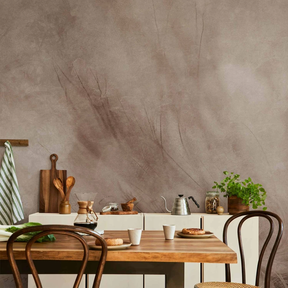 Fototapetai - Abstraktus skandi boho subtili kompozicija su užrašais ir gėlėmis