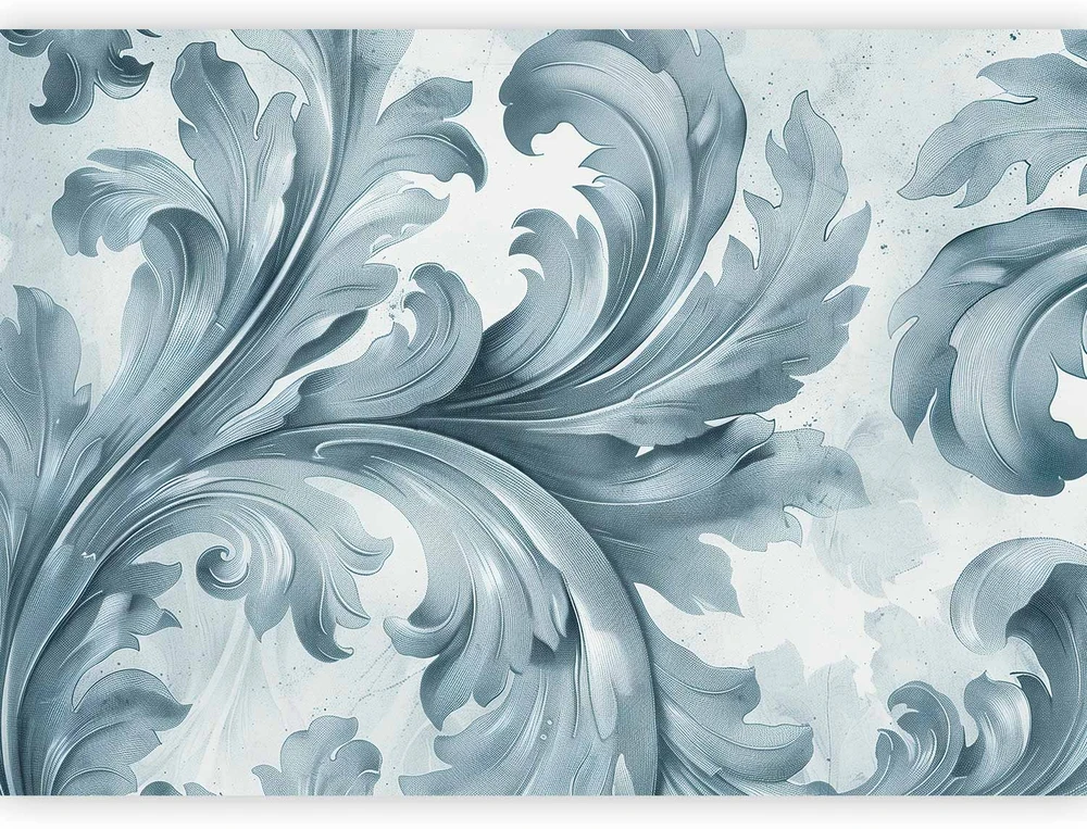 Fototapetai - Akmeniniai baroko ornamentai šviesiai pilkai mėlynais tonais