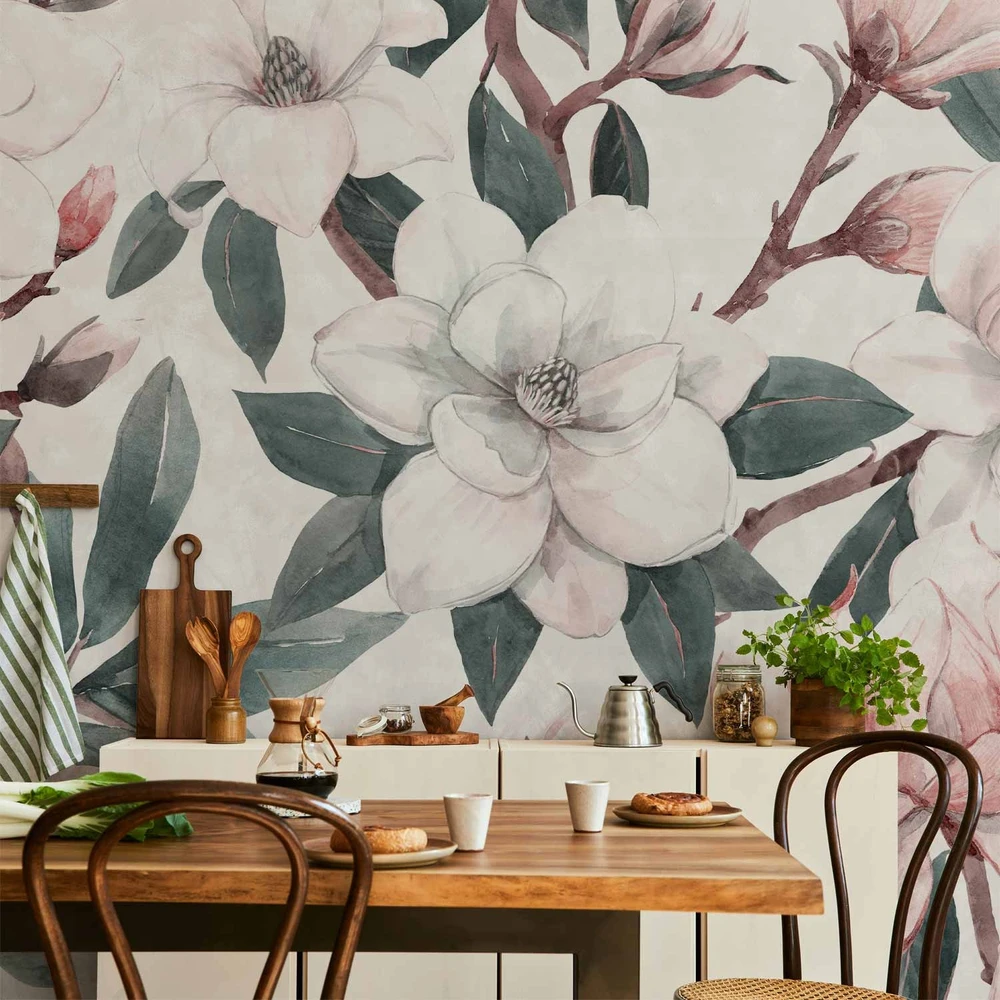 Fototapetai - Akvarelinės magnolijos antras variantas